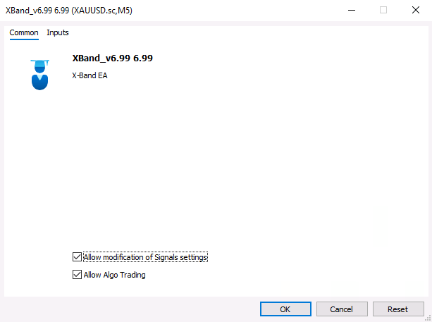 EA 설정창 Common 탭 Allow Algo Trading 허용